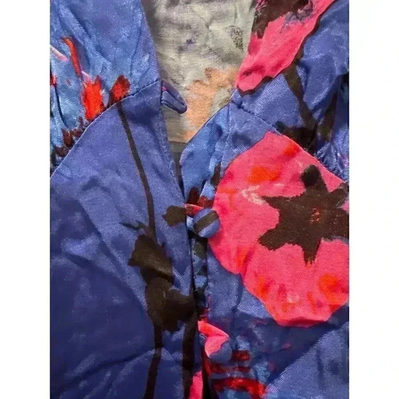 Topshop Floral Print Button Down Puff Sleeve Mini Dress Size 2 - Picture 7 of 11